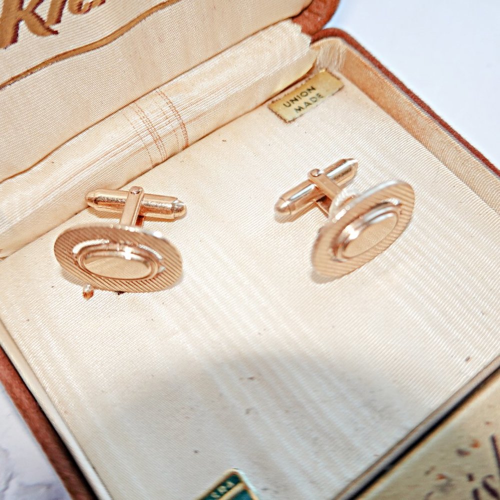 Gold Mid Century 14k Overlay Cufflins